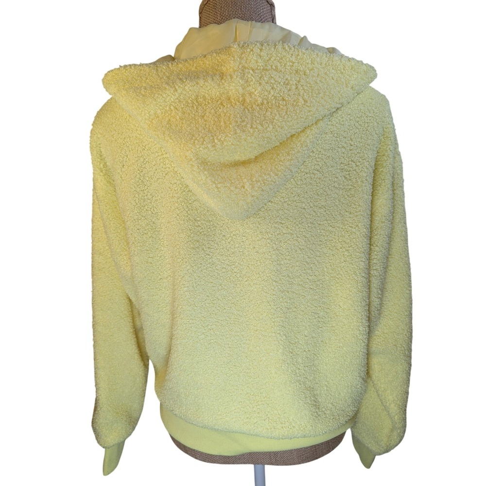 STEVE‎ MADDEN Boucle Fleece Zip Up Hoodie Jacket Pale Yellow Size M - Picture 2 of 8